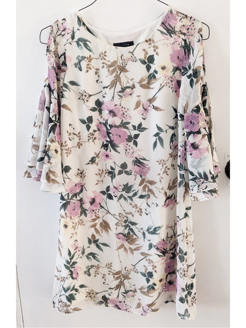 Atmosphere floral flower dress women's size 4 cut-out flutter sleeves primark